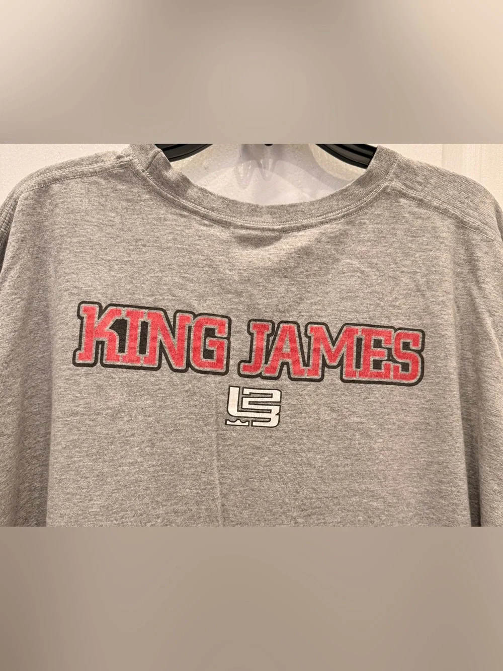 Nike Air King James Grey Short Sleeve Graphic Tee with Black & Red Print XXL